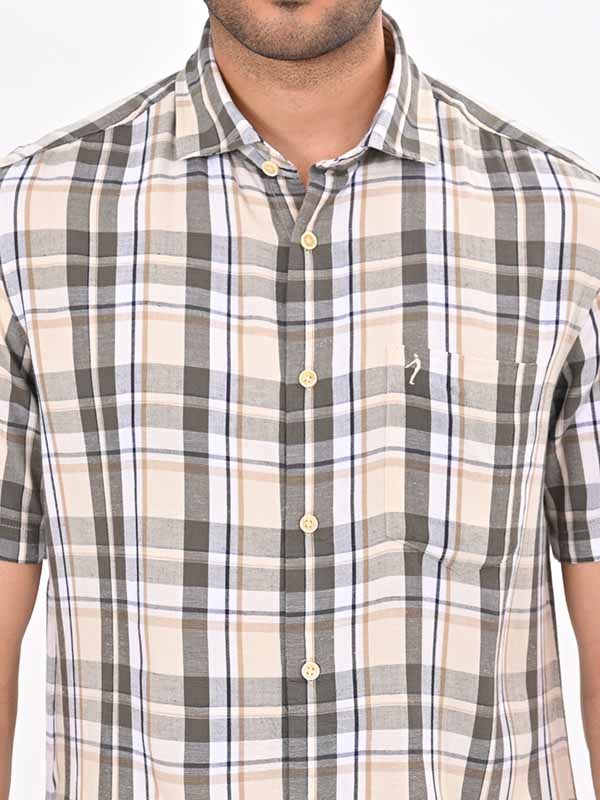 Indian Terrain Men's Regular Fit Half Sleeve Checkered Multicolor Shirt